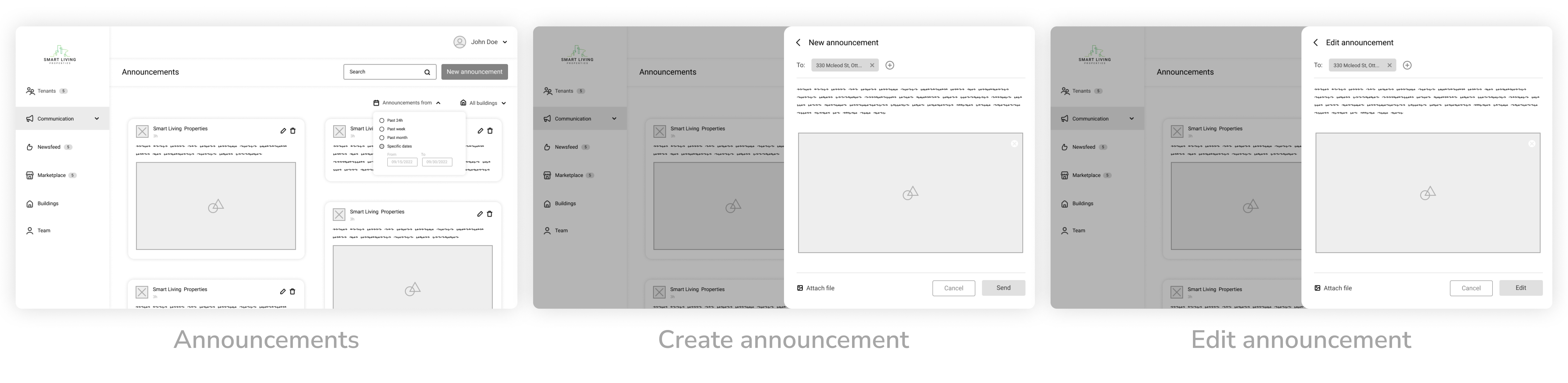 SLP admin portal wireframes