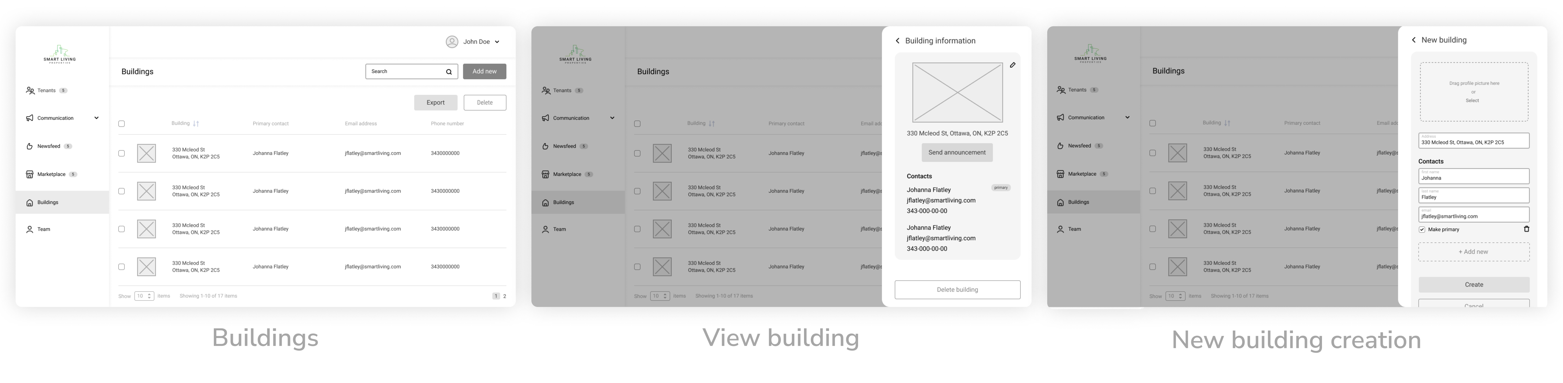 SLP admin portal wireframes