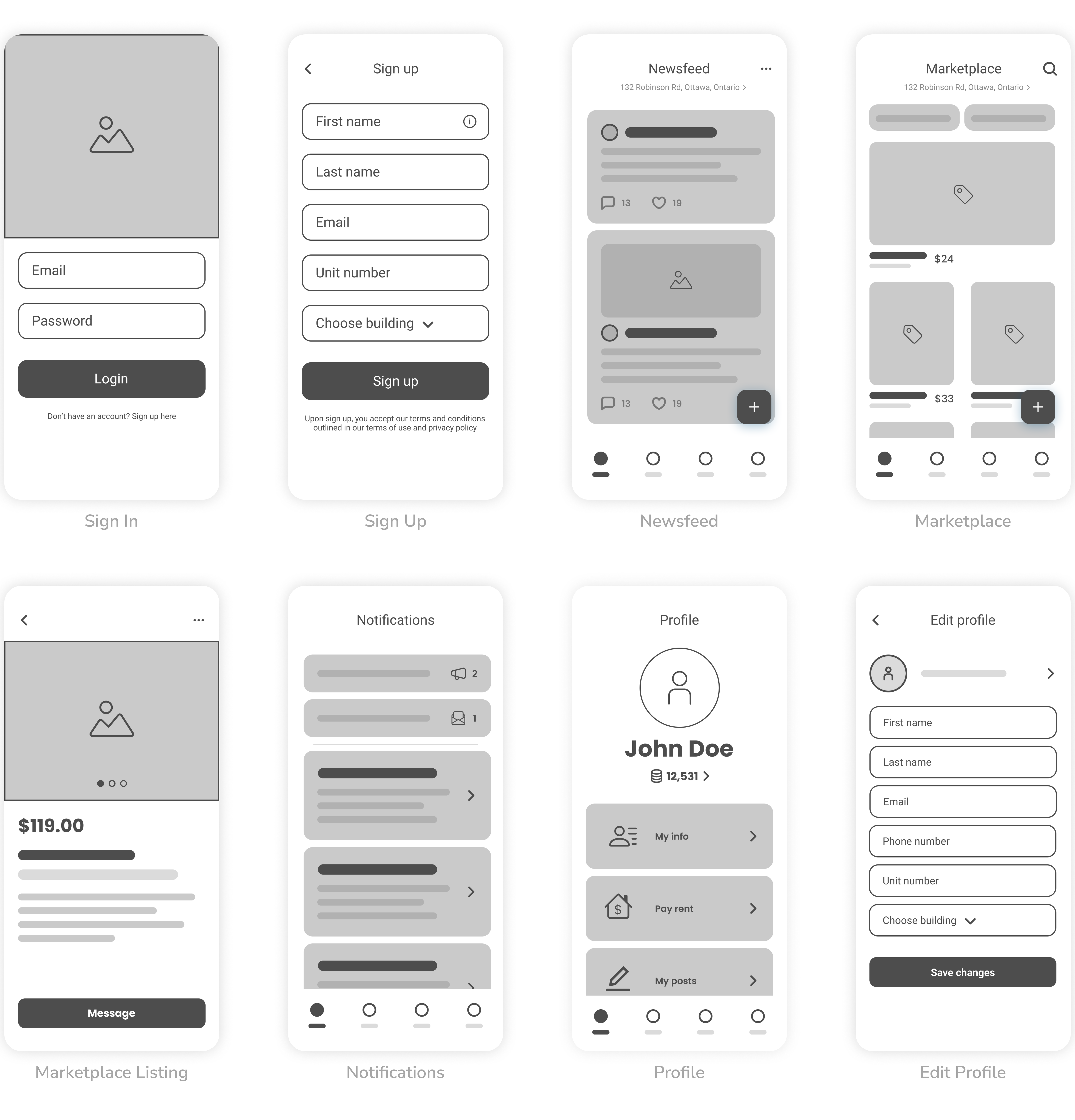 SLP app wireframes